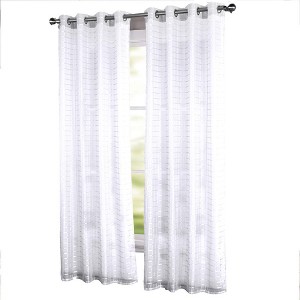 RT Designers Collection Wanda Box Voile Light Filtering One Grommet Curtain Panel 54" x 90" White - 1 of 3