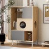 Whisen Furniture-Style Cat Bookcase & Cabinet & Cat Tree with Hidden Nap Space, Handle-Free Door, Multi-Use Storage Organizer - 2 of 4
