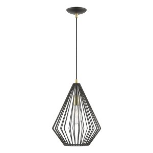 Livex Lighting Linz 1 - Light Pendant in  Textured Black/Antique Brass - 1 of 2