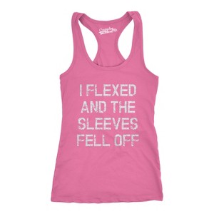 Womens I Flexed and the Sleeves Fell Off Tank Top Funny Sleeveless Workout Tee - Crazy Dog Women's Tank Top - 1 of 4