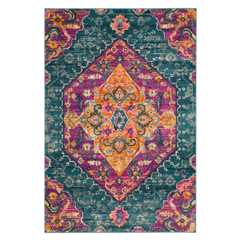 5'1inx7'6in Lesley Medallion Loomed Rug Blue/Fuchsia - Safavieh