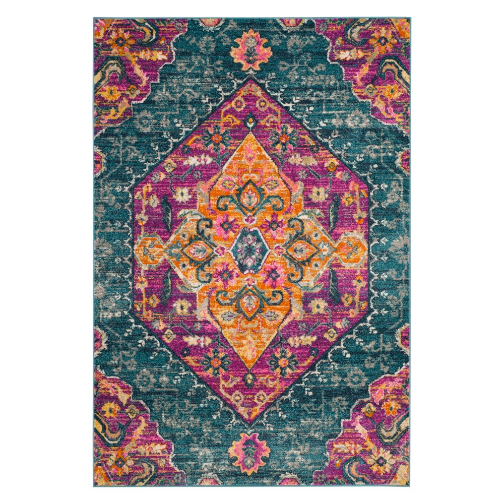 4'x6' Lesley Medallion Loomed Rug Blue/Fuchsia - Safavieh