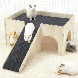 Unique Bargains Guinea Pig Hideout Beige Black 1 Set - 1 of 4
