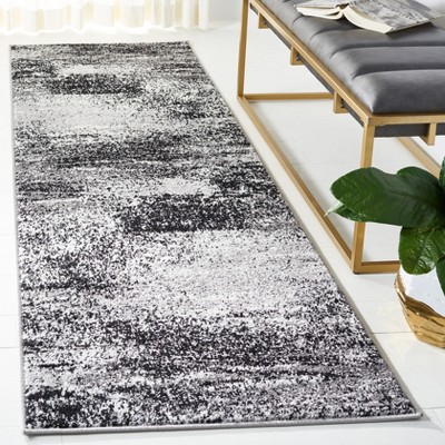 Silver and Multicolor Abstract Synthetic Area Rug