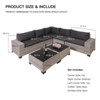 FIONECA Deluxe 7-Piece Patio Furniture Set ¨C Light Gray Rattan Outdoor Sectional with Gray Cushions & 2 Tables - 3 of 4