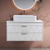 KWPZQEB 31.5" Bathroom Vanity with Ceramic Vessel Sink, Wall Mounted Bathroom Vanity with 2 Large Drawers, Free Standing Single Basin Vanity, White - 3 of 4