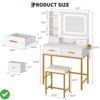Vanity Desk with Mirror and Lights Makeup Vanity with 4 Drawers 2 Shelves 3 Light Modes - 4 of 4