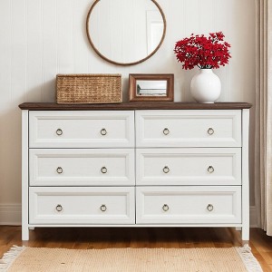 VANIRROR Farmhouse 6 Drawers Dresser for Bedroom, Rustic Wooden Chest of Drawers with Storage Organizer for Living Room, Hallway, Clothes Storage - 1 of 4