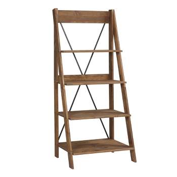 68.25" Boho 4 Tier Solid Wood Ladder Bookshelf Plant Stand - Saracina Home