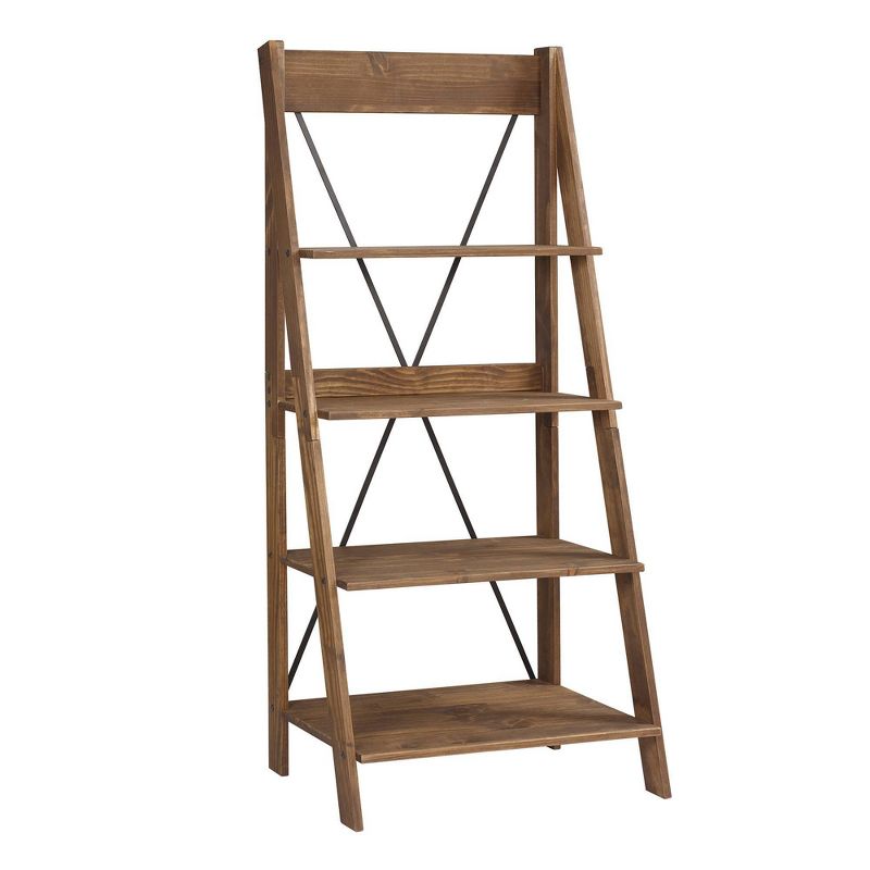68.25" Boho 4 Tier Solid Wood Ladder Bookshelf Plant Stand - Saracina Home, 1 of 20