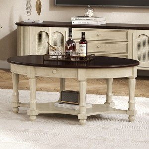 NicBex Farmhouse Storage Coffee Table, 2-Tier Design with Half Open Compartment, Rustic Side Table for Living Room Bedroom - 1 of 4