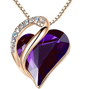 Leafael 18K Rose Gold Plated Love Heart Pendant Necklace with Healing Stone Crystal Jewelry Gifts for Women, 18"+2" - 1 of 4