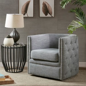 CAVINAS Polyester Swivel Accent Chair with Low Barrel Button Tufted Back,Modern Upholstered Living Room Chairs,Reading Chairs for Living Room - 1 of 4