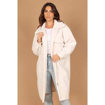 Rebdolls Women's Plus Size High Pile Fleece Lapel Collar Teddy Coat - Ivory  - 4X