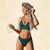 Women's Emerald Green Bathing Suit Ribbed Cheeky Supportive Bikini Set - Cupshe - 3 of 4