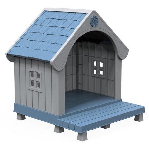 Gulches Stylish Blue-Gray Outdoor Pet House Durable, Elevated Base for Dry Space, Open-Front Entry, Perfect for Backyards - 1 of 1