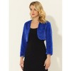 Allegra K Women's Cropped Open Front Collarless Long Sleeve Faux Fur Jacket - 2 of 4