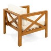 Lyngins 2-Pack Club Outdoor Accent Chairs, Teak-Finish Acacia Wood Armchair with Cushions, Patio Accent Chair, Outdoor Single Sofa Chair for Patio - 3 of 4