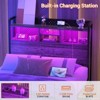 Aheaplus Storage Headboard with Led Lights & Charging Station - 3 of 4