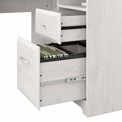 Linen White Oak L-Shaped Desk with Hutch and USB Hub