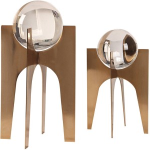 Uttermost Ellianna 15 3/4" Crystal Sphere Modern Sculptures Set of 2 - 1 of 3