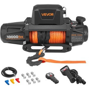 VEVOR Electric Winch, 10000 lbs Load Capacity, 12V DC Truck Winch with Φ7/20 in x 90 ft Synthetic Rope, Wireless & Wired Remote Control, Black - 1 of 4