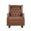 Unholstered Rocking Chair with PU Leather Accent Chair for bedroom living room-Christopher Knight Home - 2 of 4