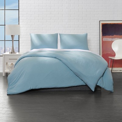 Ella Jayne Aqua Triple Brushed Microfiber Full/Queen Duvet Cover Set