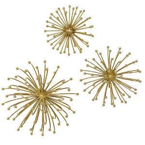 Uttermost Aga Gold Metal Wall Decor Set/3 - Modern Floral Motif Metal Art, Brass Finish, Sizes 11x7x11 inches - 1 of 4