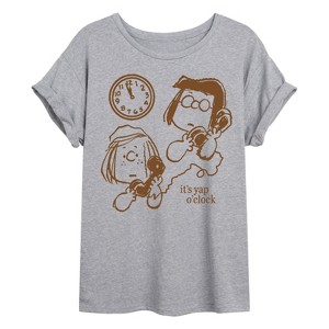 Women's - Peanuts - Yap O Clock Oversized Graphic T-Shirt - 1 of 4