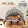 Munora 42" Dog Bed with Removable Canopy - Raised Outdoor Pet Cot + Cooling Pad & Storage Bag - for Large Dogs up to 66 lbs (Light Gray/Black) - 4 of 4