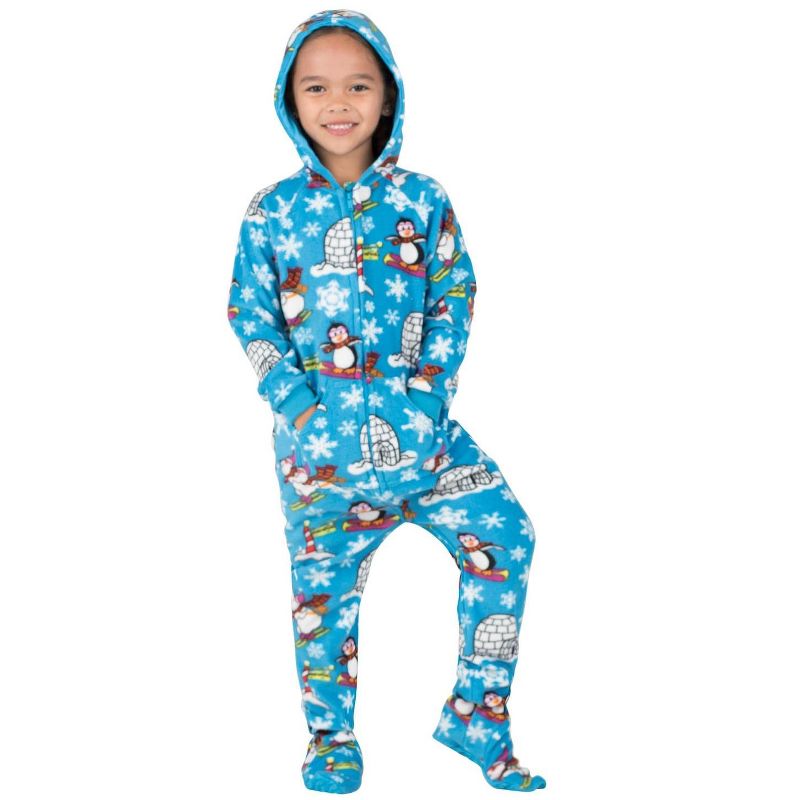 Footed Pajamas - Winter Wonderland Toddler Hoodie Fleece Onesie, 3 of 5