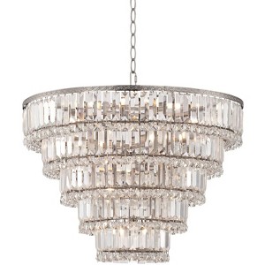 Vienna Full Spectrum Magnificence Satin Nickel Chandelier 24 1/2" Wide Modern Faceted Crystal Glass 15-Light LED Fixture for Dining Room House Kitchen - 1 of 4