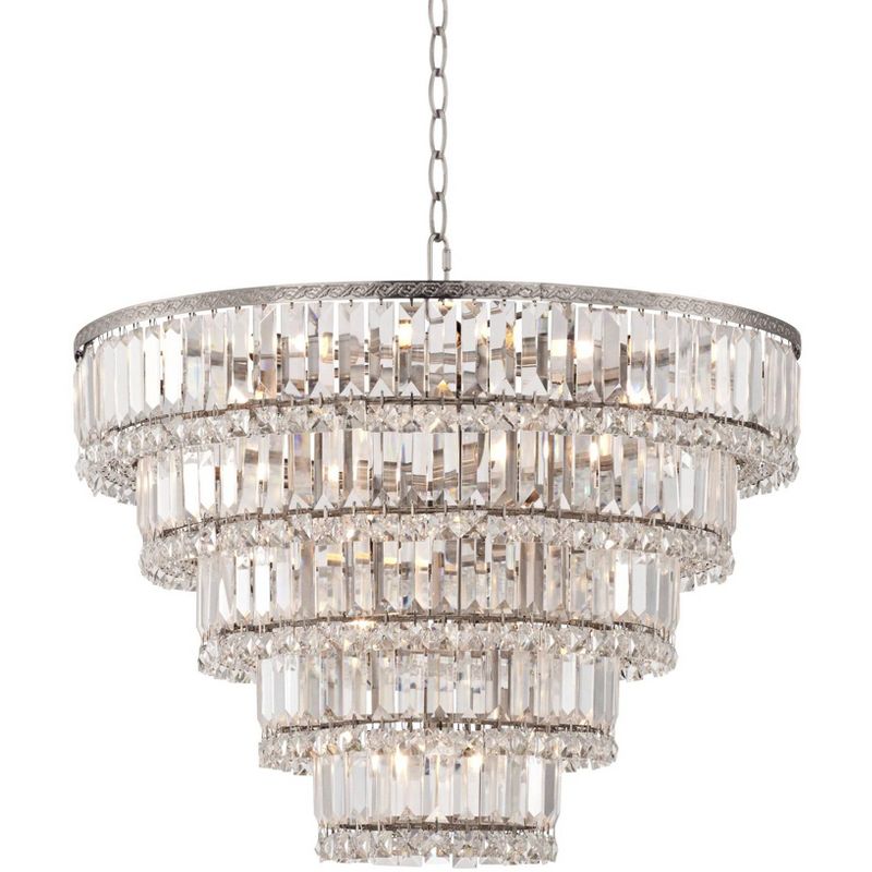 Vienna Full Spectrum Magnificence Satin Nickel Chandelier 24 1/2" Wide Modern Faceted Crystal Glass 15-Light LED Fixture for Dining Room House Kitchen, 1 of 11