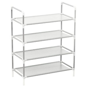 vidaXL Shoe Rack Silver Metal and non-woven fabric Medium Shoe Rack - Silver 23.6" x 11.4" x 28" - 1 of 4