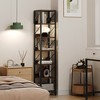 6 Tier Narrow Bookcase, 66" Tall Rustic Corner Bookshelf, Industrial Small Bookshelves and Bookcase for Bedroom, Living Room, Home Office - 2 of 4