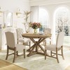 Whisen Retro Style Dining Table Set with Extendable Table and 4 Upholstered Chairs - 3 of 4