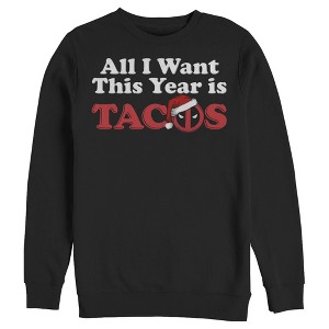 Men's Marvel Christmas Deadpool All I Want is Tacos Sweatshirt - 1 of 3