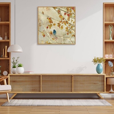 Sylvie Maple Framed Canvas Art Print with Blue Bird, 30" x 30"