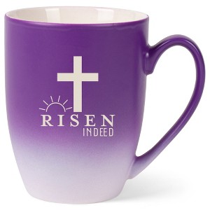 Elanze Designs Risen Indeed 12 Ounce Ceramic Laser-Etched Engraved Drinkware Mug, Purple and White Ombre - 1 of 4