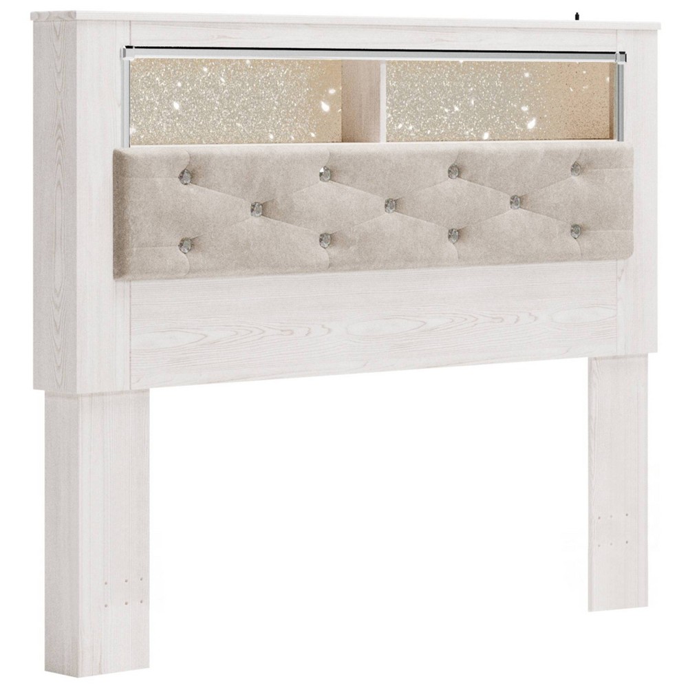Queen Altyra Upholstered Panel Bookcase Headboard White - Signature Design by Ashley -  82734820