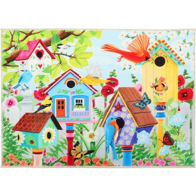 Olivia's Home Birdhouse Hamlet Doormat – 22"x32" Indoor Mat in Rectangle Shape with Colorful Cottage-Inspired Design