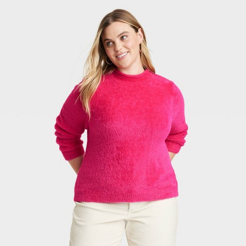 Pink best sale fuzzy sweatshirt