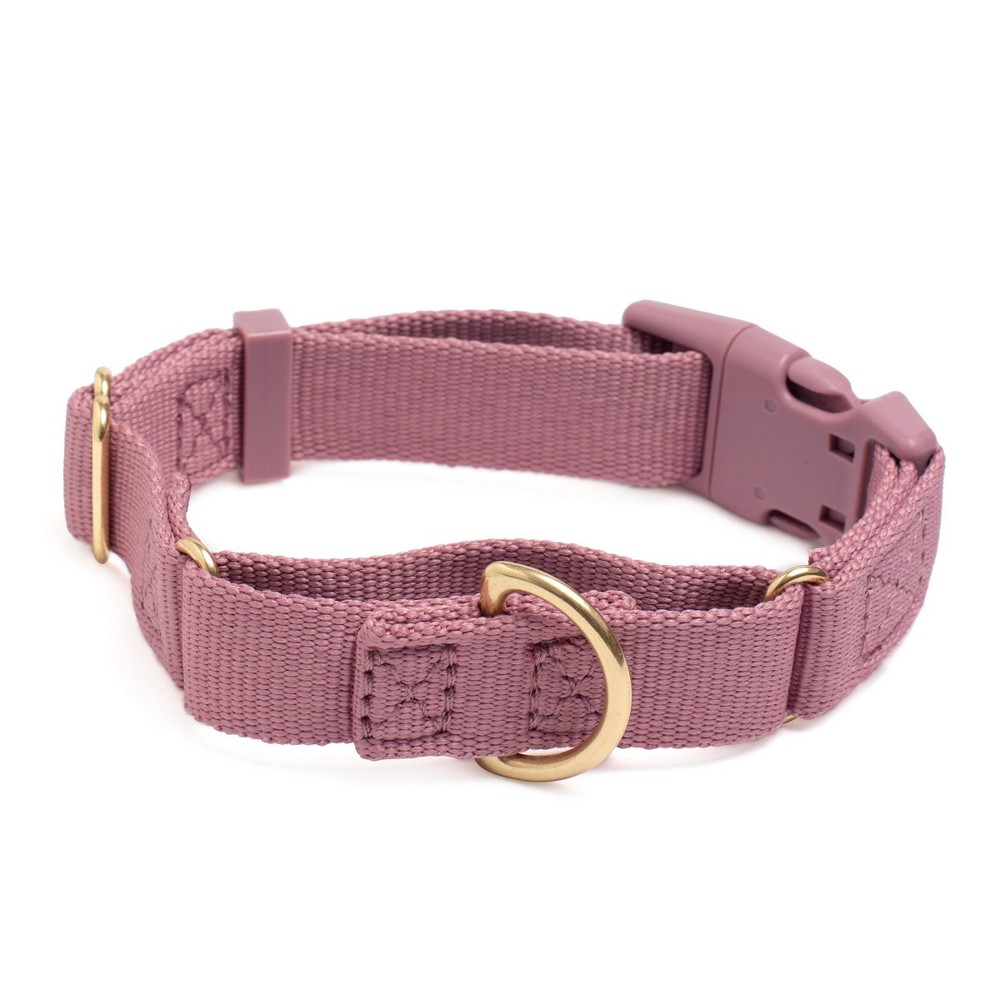 AWOO Marty Recycled Martingale Dog Collar - M - Mauve