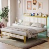 coucheta Bed Frame with Charging Station, LED Bed Frame with Storage Headboard, Upholstered Platform Bed Frame, No Box Spring Needed, Easy Assembly - 3 of 4