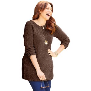 Catherines Chenille Cable-Knit Boatneck Sweater - 1 of 4