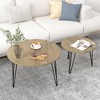 Okak 27.56" Round Coffee Table, Wooden Nesting Table Set of 2 with  Sturdy Metal Legs, Rustic Side End Tables for Living Room Bedroom - 3 of 4