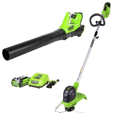 Greenworks 1301202 STBA40B210 40V String Trimmer and Axial Blower with 2 Ah Battery and Charger