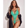 Clotth Women's Deep V Lace Teddy Bodysuit - Exquisite One Piece Lingerie, Babydoll Teddy Underwear - 2 of 4