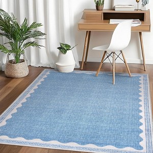 homfan Scalloped Washable Rug w/ Non-Slip Back - Modern Low-Pile Carpet for Living Room, Bedroom - 1 of 4